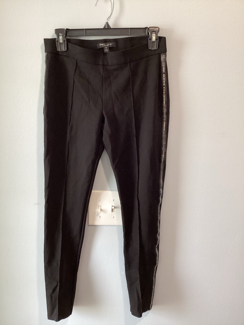 Slim Fit Black Women’s Pants with Side Zip Detail